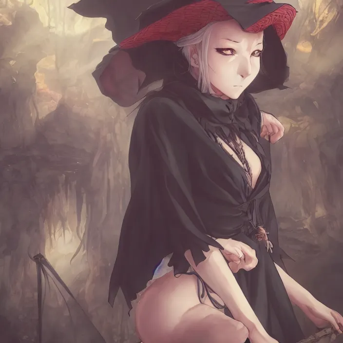 Image similar to portrait of the witch of dun scatch, anime fantasy illustration by tomoyuki yamasaki, kyoto studio, madhouse, ufotable, comixwave films, trending on artstation