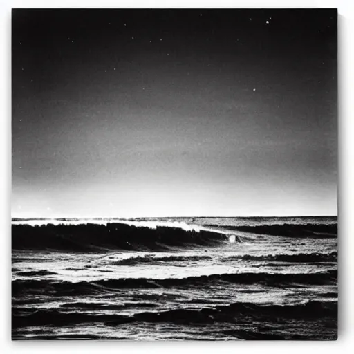 Prompt: Pretty waves at night by Lucien Clergue