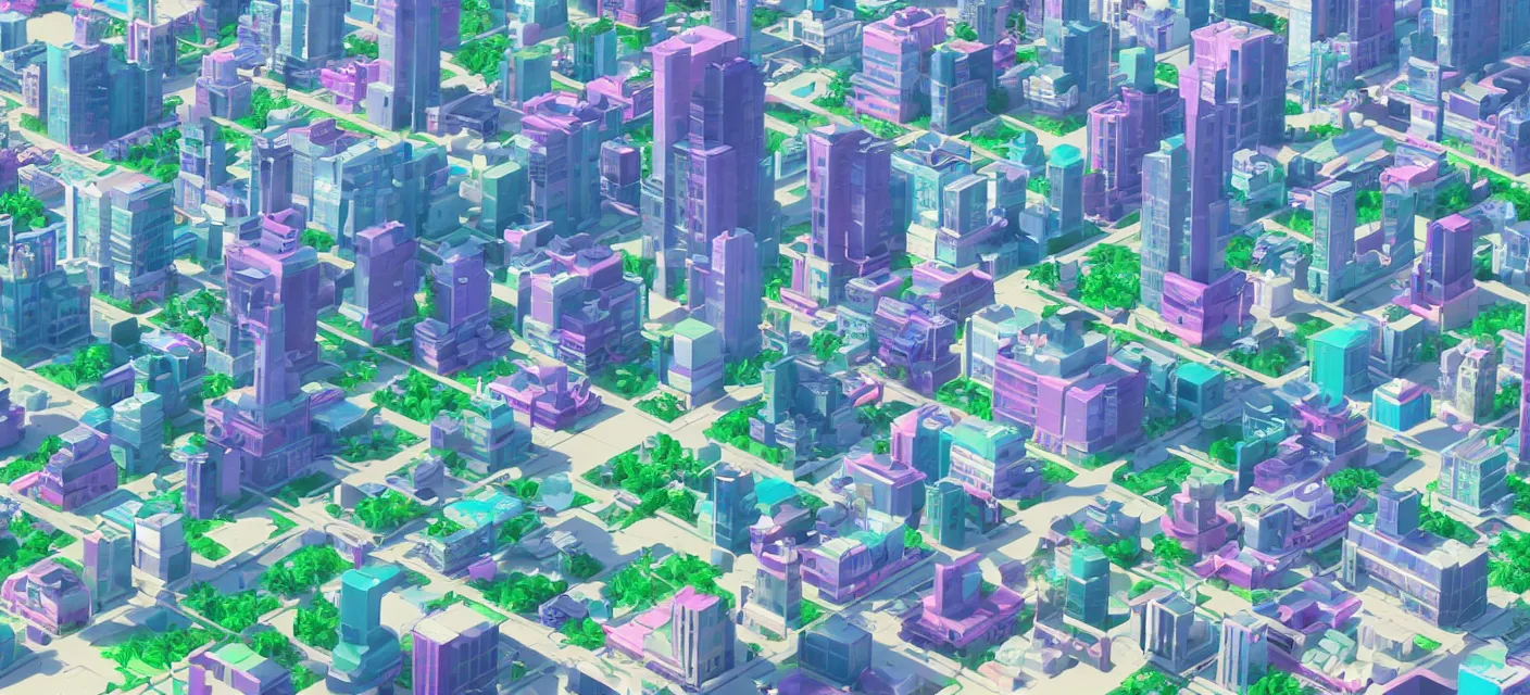 Image similar to vaporwave videogame city wallpaper, low poly, large,