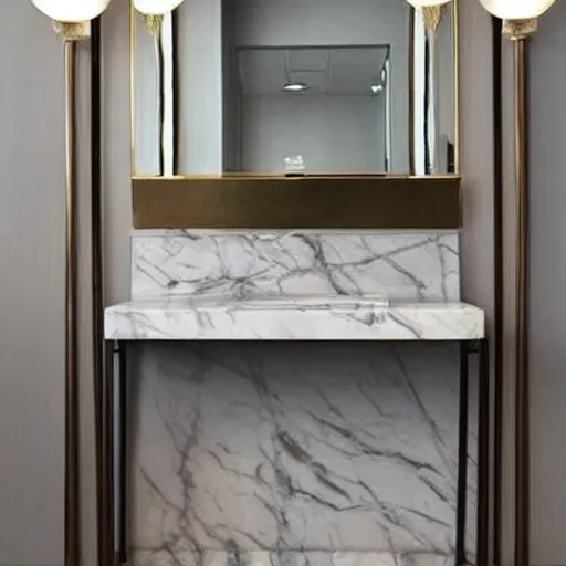 Image similar to sleek vanity mirror in a cool marble room