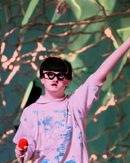Image similar to oliver tree pretending to be sick so he can stay home from school, 90s