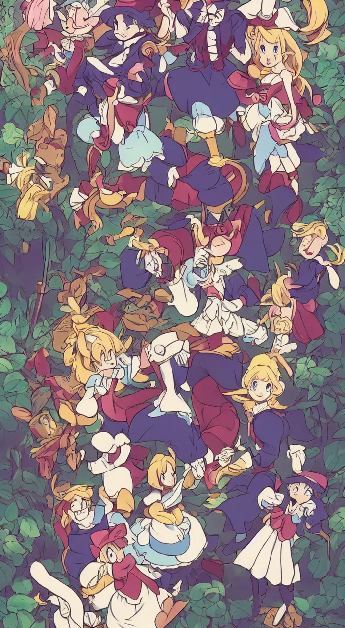 Image similar to [ disney's alice in wonderland ] in isekai style