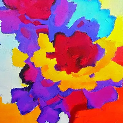 Image similar to award-winning large colorful abstract flowers art painting