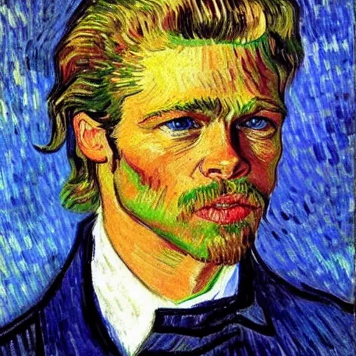 Prompt: a portrait of brad pitt by vincent van gogh