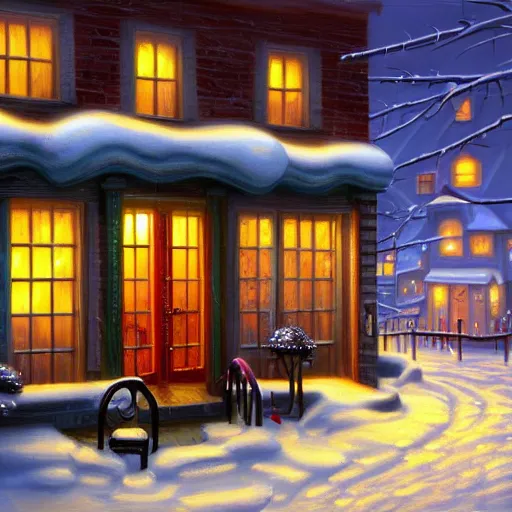 Prompt: toy shop,inspired by Evgeny Lushpin,winter,nighttime,cinematic,art station