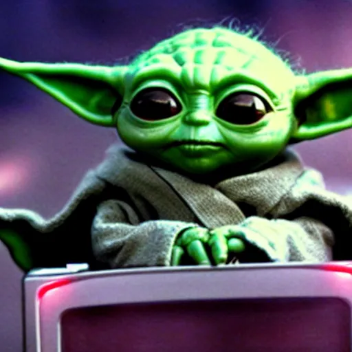 Prompt: Baby yoda pilots a spaceship, people on earth mistaken think it’s a UAP, movie still promotion, imax