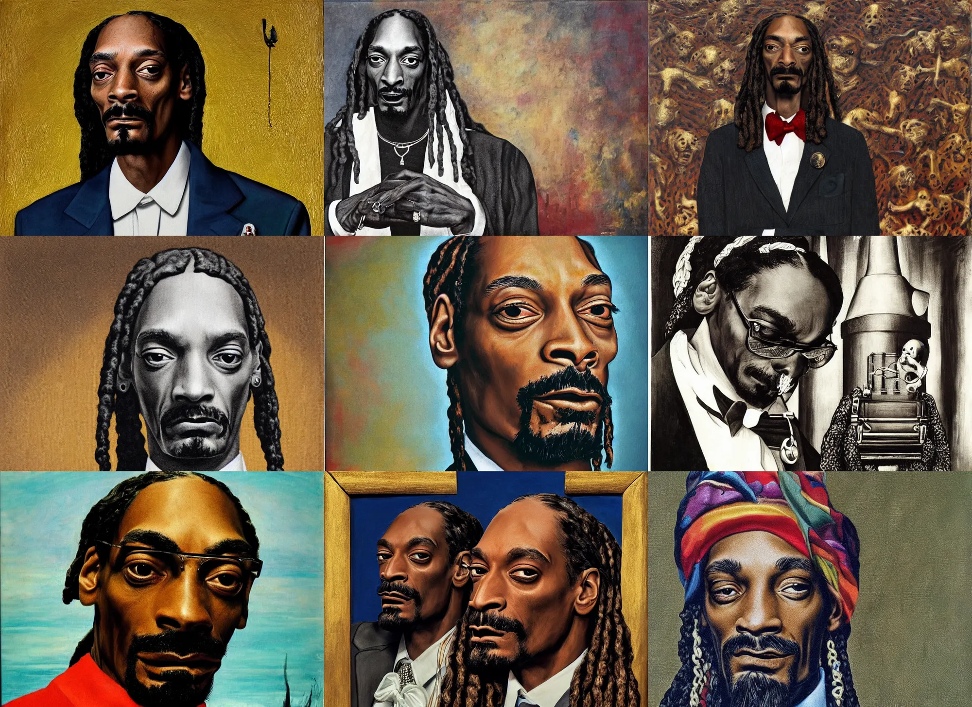 Prompt: a full portrait of snoop dogg, by max ernst