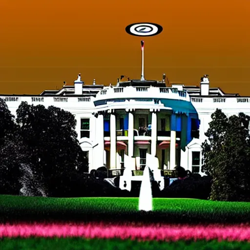 Prompt: ufo descending on the white house