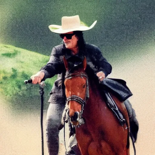 Image similar to udo lindenberg riding a horse, highly detailed