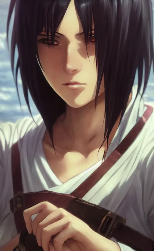 Image similar to mikasa ackerman, hero pose, medium shot, bokeh, beautiful face!!!!, 2 7 years old, cg animation, lifelike, animated, realistic, character select portrait, by artgerm, greg rutkowski, alphonse mucha, 3 d