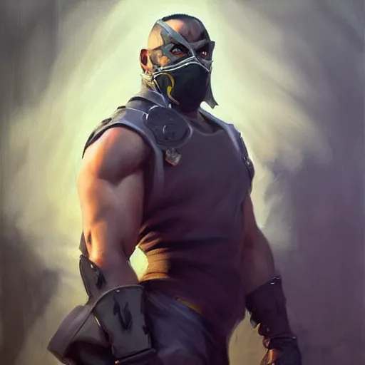 Image similar to greg manchess portrait painting of smoke from mortal kombat as overwatch character, medium shot, asymmetrical, profile picture, organic painting, sunny day, matte painting, bold shapes, hard edges, street art, trending on artstation, by huang guangjian and gil elvgren and jesper ejsing