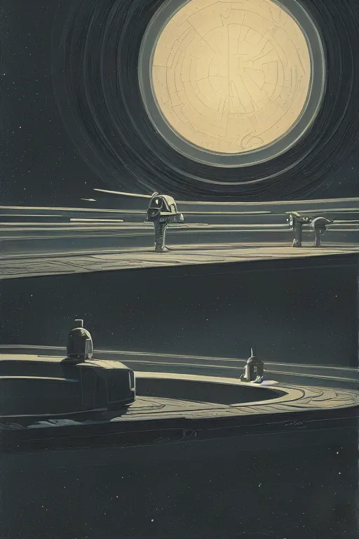 Prompt: star wars on Dyson sphere Edward Hopper and James Gilleard, Zdzislaw Beksisnski, higly detailed