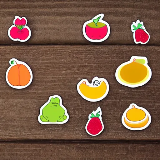 Image similar to cute sticker set of different fruits with legs