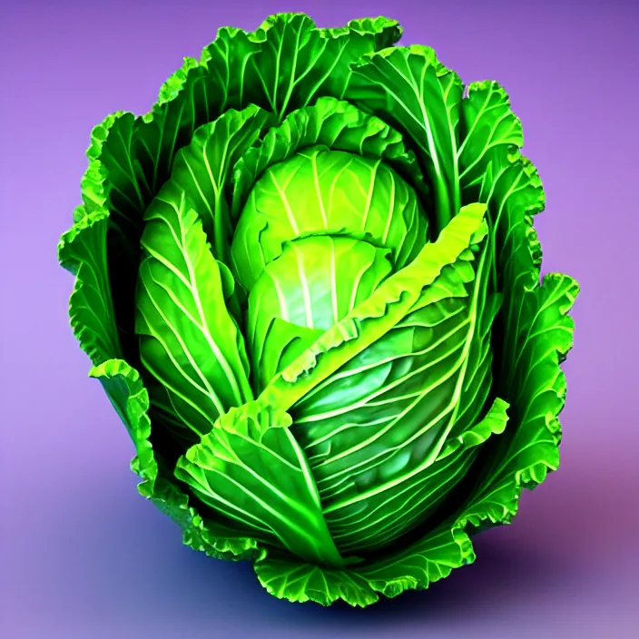 Prompt: high quality 3 d render very cute cabbage! highly detailed, unreal engine cinematic smooth, moody purple light, low angle, uhd 8 k, sharp focus