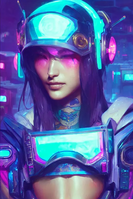 Image similar to caitlyn from league of legends, cyberpunk futuristic neon. decorated with traditional japanese ornaments by ismail inceoglu dragan bibin hans thoma greg rutkowski alexandros pyromallis nekro rene maritte illustrated, perfect face, fine details, realistic shaded, fine - face, pretty face