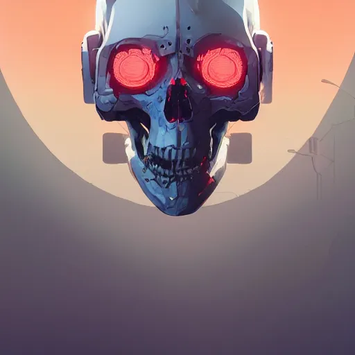 Prompt: a robot cybernetic skull face monster minimalist comics, behance hd by jesper ejsing, by rhads, makoto shinkai and lois van baarle, ilya kuvshinov, rossdraws global illumination ray tracing hdr radiating a glowing aura