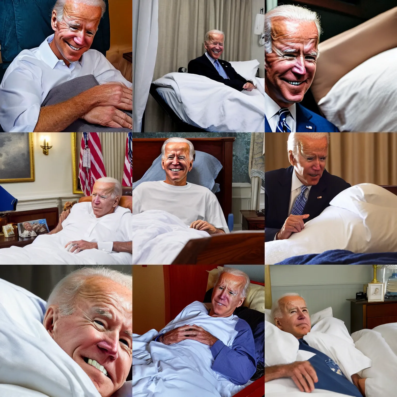 Prompt: photo of joe biden in hospice bed