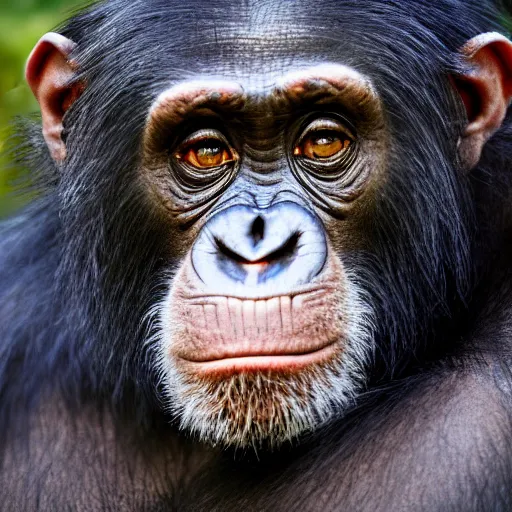 Image similar to mugshot of photorealistic chimpanzee
