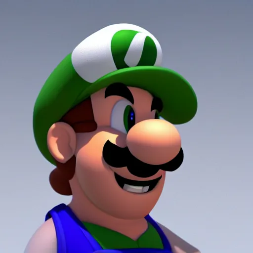 Image similar to 3d luigi portrait, 4k