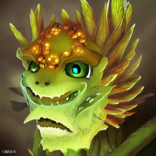 Image similar to A fierce plant monster with amber eyes, trending on art station