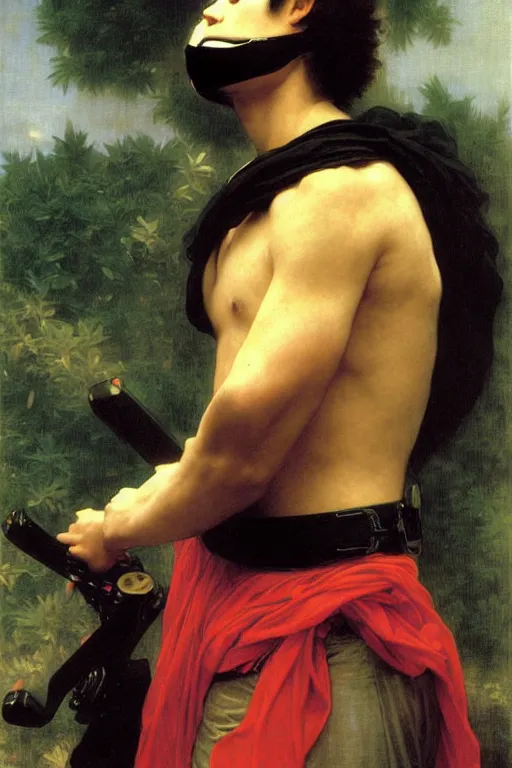 Image similar to portrait of a kamen rider, majestic, solemn, by bouguereau