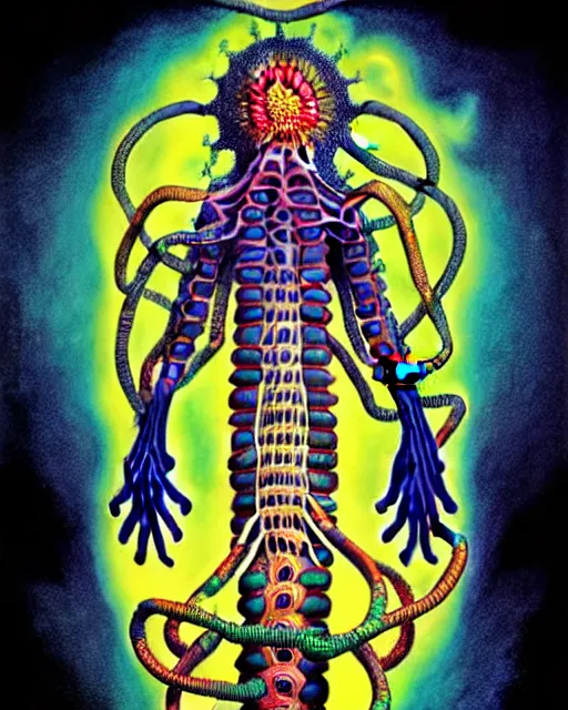 Prompt: full body shot of Ebola virus, minaret, coloring by Ernst Haeckel, pastel coloring, steam punk, ink by Frank Miller, beeple rendering, style by Kabuki, hasselblatt