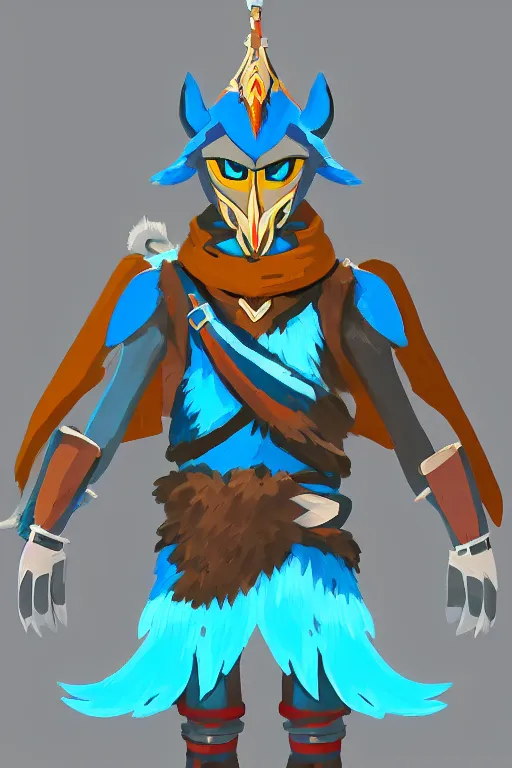 Image similar to an in game portrait of revali from the legend of zelda breath of the wild, breath of the wild art style.