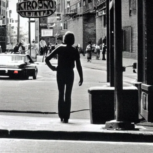 Prompt: Boston street photography, 1980