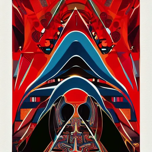 Image similar to flat painting of cyberpunk propaganda dictator poster biomorphic forms, geometric patterning, decorative style by marlina vera