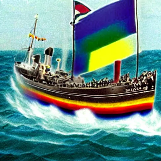 Image similar to the sinking of the rainbow warrior by the dastardly mustache twirling french