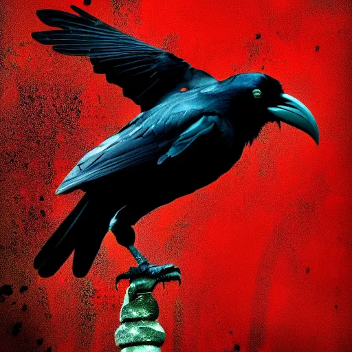 Prompt: a crow by Piotr Jabłoński, sharp, agressive, angular, splatter