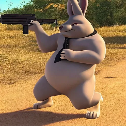 Image similar to “Big chungus with a gun”