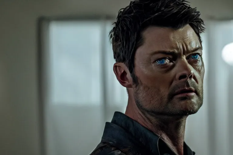 Image similar to a film still of Karl urban in wolverine, high quality