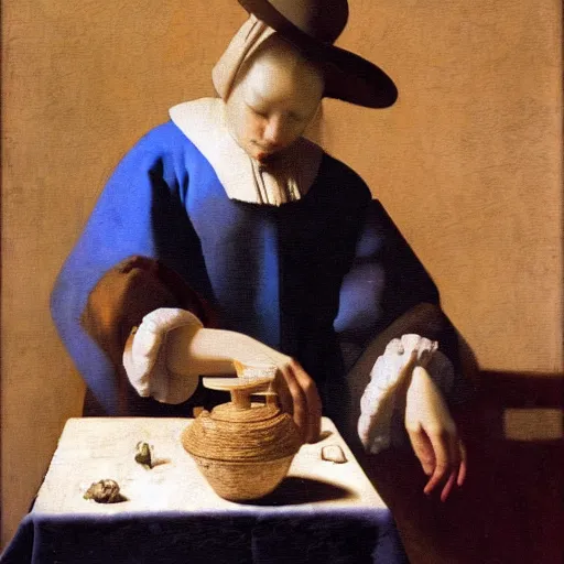 Prompt: an empty oyster, by johannes vermeer