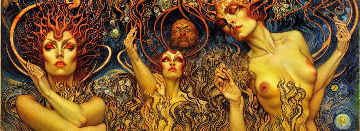 Image similar to Divine Chaos Engine by Karol Bak, Jean Delville, William Blake, Gustav Klimt, and Vincent Van Gogh, symbolist, visionary