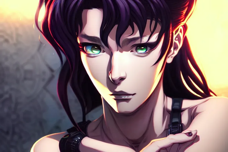 Image similar to a portrait of revy from black lagoon manga, symmetrical eyes, symmetrical face, art by lois van baarle and loish and ross tran and rossdraws and sam yang and samdoesarts and artgerm, digital art, highly detailed, intricate, sharp focus, trending on artstation hq, deviantart, unreal engine 5, 4 k uhd image