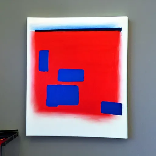 Image similar to acrylic abstract painting on canvas using primary red and blue