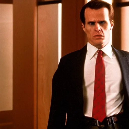 Prompt: steve ogg in american psycho, 4 k, high detail, high - resolution photograph, professional photography, ultra - detail