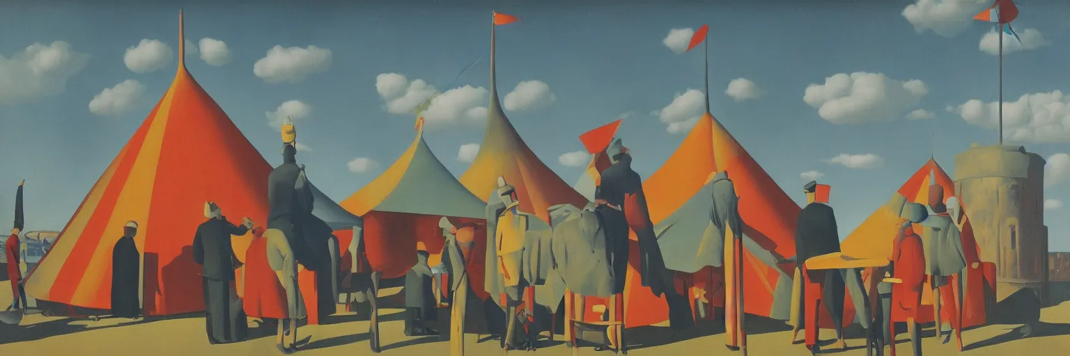 Image similar to circus tent painting magritte