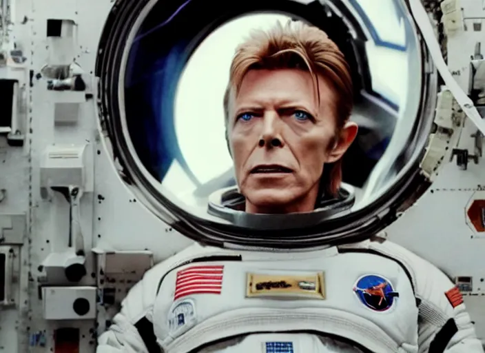 Image similar to film still of David Bowie as Cooper in Interstellar, 4k