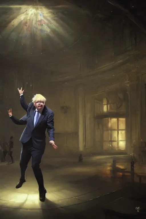 Image similar to boris johnson dancing in a nightclub, anatomy, bathed in light, highly detailed, photorealistic, artstation, smooth, sharp focus, illustration, unreal engine 5, 8 k, art by artgerm and greg rutkowski and edgar maxence