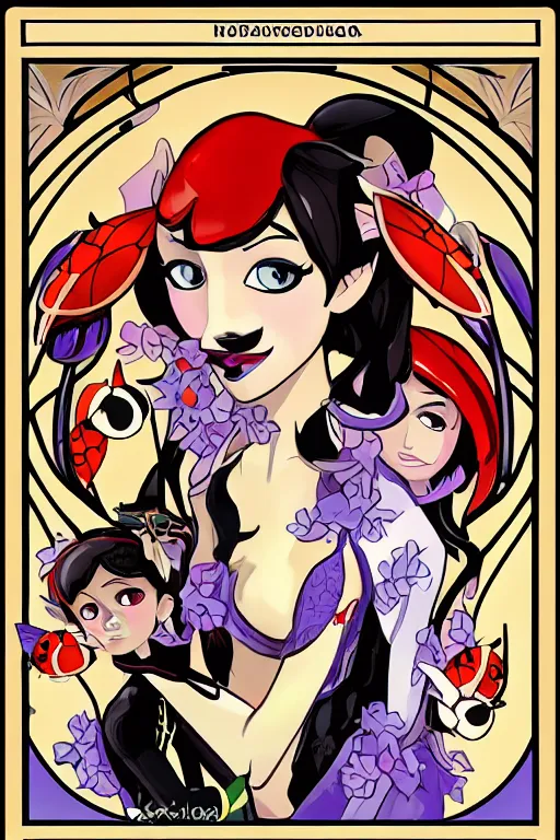 Image similar to art nouveau, miraculous ladybug