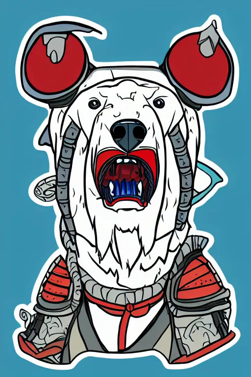 Image similar to Portrait of a polar bear as a samurai, knight, medieval, sticker, colorful, illustration, highly detailed, simple, smooth and clean vector curves, no jagged lines, vector art, smooth