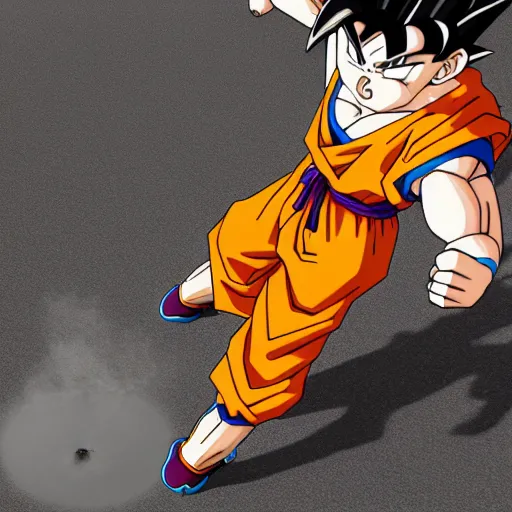 Prompt: goku from dragonball emptying a septic tank, 3 d render, realistic