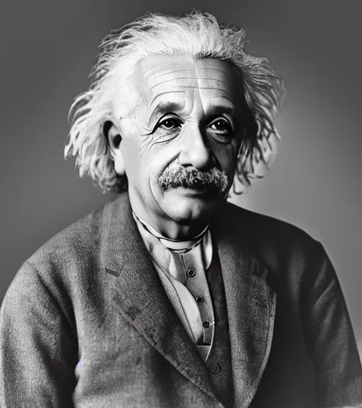 Prompt: high quality colored portrait of albert einstein, professional lighting, high detail, dslr, 8 k