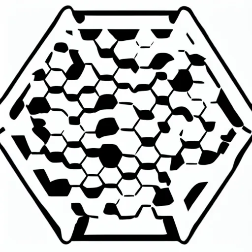 Image similar to a logo hexagon on fire, black and white