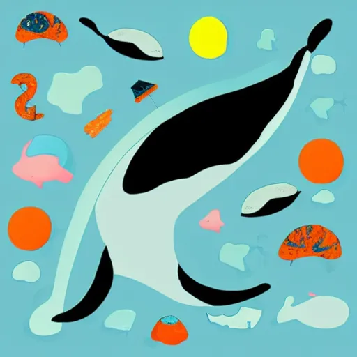 Image similar to simple cartoon art of a whale