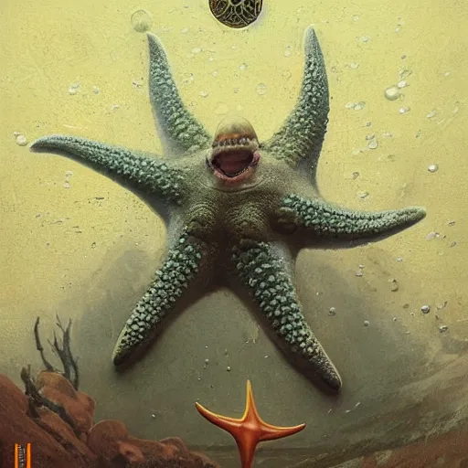 Prompt: Patrick Starfish with his tongue sticking out and a tab of lsd blotter on it, highly detailed, artstation, intricate, smooth, sharp focus, illustration, art by greg rutkowski and orientalism and bouguereau and Zdzislaw Beksinski, good clear quality, lighting, biology, symmetrical artwork, perfect face, 135 mm, cinematic, hyper realism, high detail, octane render, 8k, chrome accents