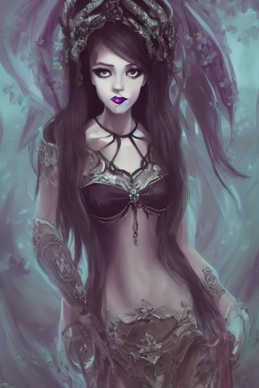 Image similar to a very beautiful necromancer girl, intricate, elegant, by sakimichan