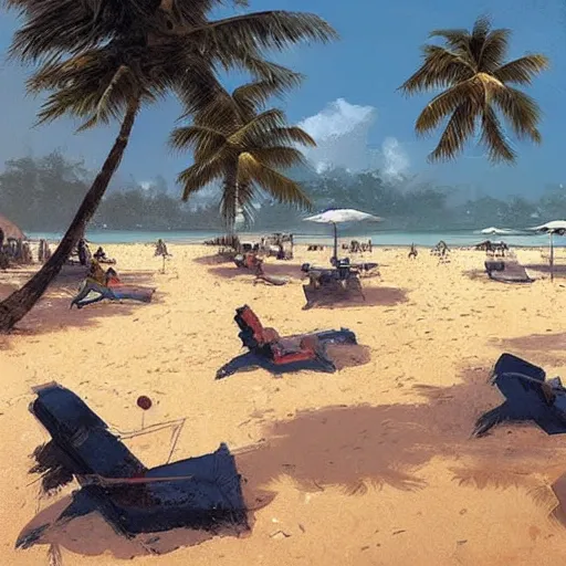 Prompt: a beach in singapore, by greg rutkowski